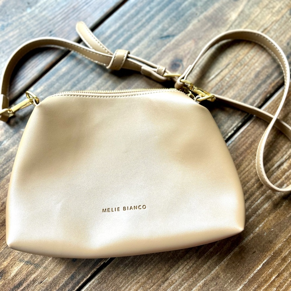 Melie Bianco Tan Crossbody Bag with Structured Silhouette